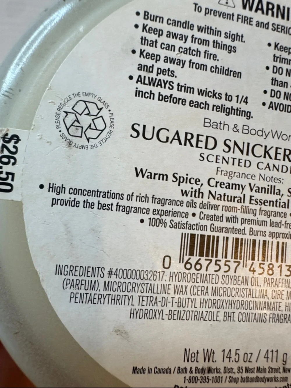 Bath and Body Works 3 Wick Candle Sugared Snicker Doodle 14.5 oz NEW - Picture 6 of 7